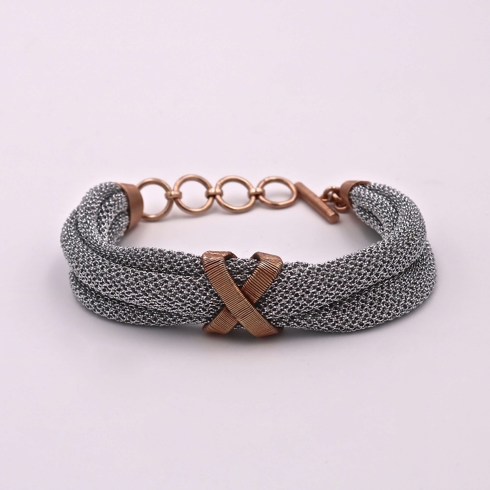 A&M Twisted Silver Mesh Bracelet